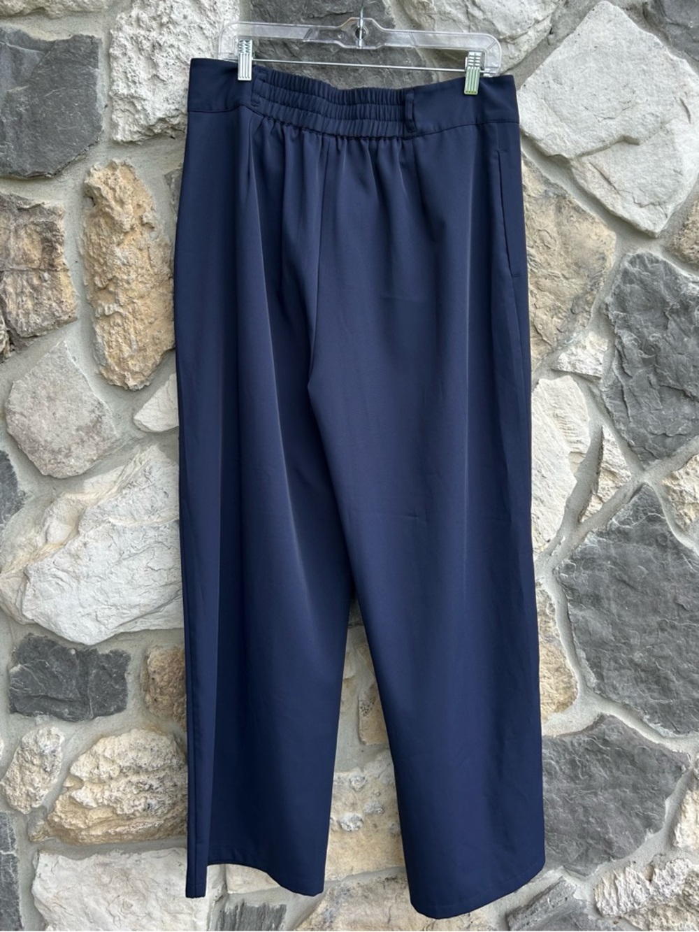 Halara Flex High Waisted Work Pants XL Blue Zipper Pocket Shirred Straight Leg - Picture 3 of 8